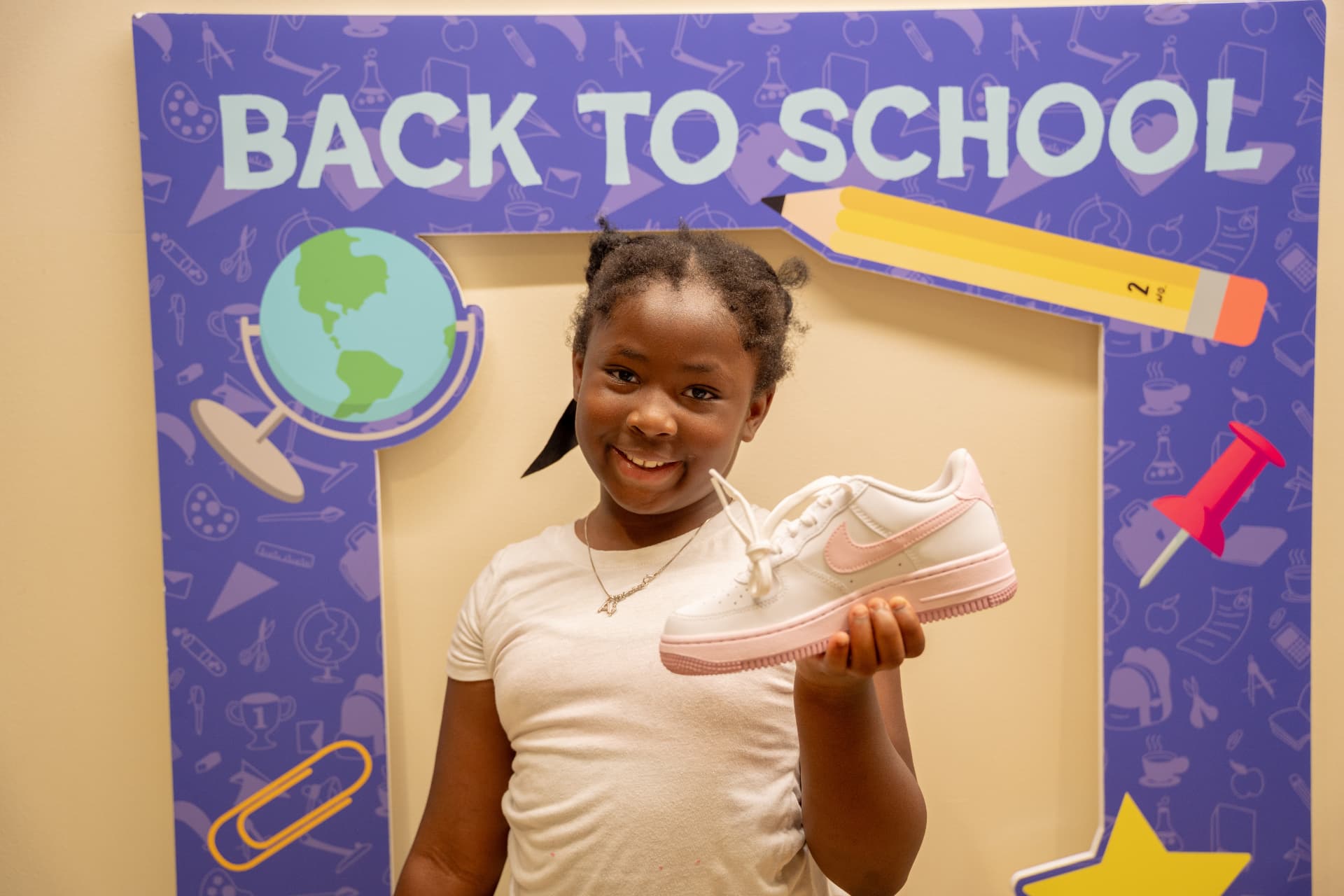 Her first-day sneakers