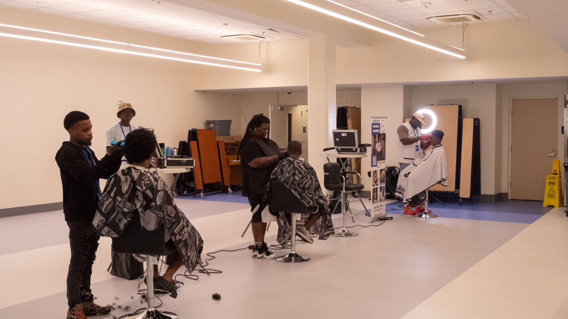 The barber shop floor